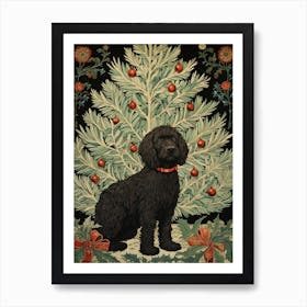William Morris Style Christmas Dog 4 Art Print