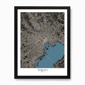 Tokyo Black Blue Art Print