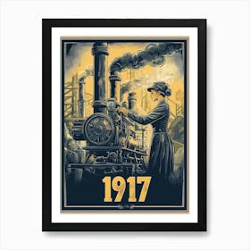 Aihrgdesign A Vintage Industrial Poster Showing Women Working 2eab482d Bd2c 45cf A6a9 Aba2df981be5 0 Art Print