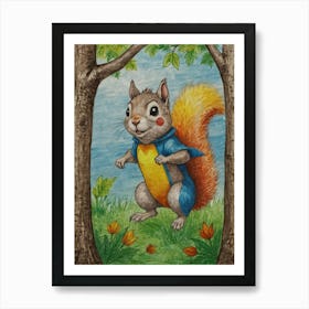 Squirrel In The Forest 1 Art Print