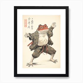 Frog Dancing, Matsumoto Hoji Inspired Japanese Woodblock 4 Art Print