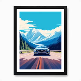 A Buick Regal Car In Icefields Parkway Flat Illustration 2 Art Print