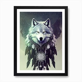 Dreamcatcher Wolf 3 Art Print