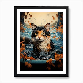 Hunzinator Cat In Bath 2 Art Print