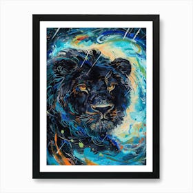 Black Lion Facing A Storm Fauvist Painting 2 Art Print