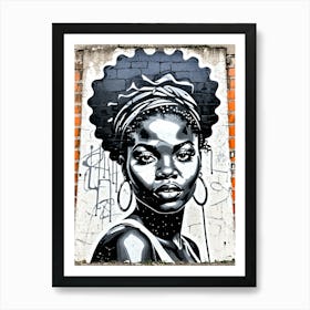 Vintage Graffiti Mural Of Beautiful Black Woman 111 Art Print