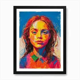 Girl With Colorful Hair 4 Art Print