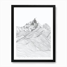 Annapurna Nepal Line Drawing 6 Art Print