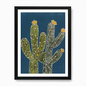 Queen Of The Night Cactus Minimalist Block Print 2 Art Print