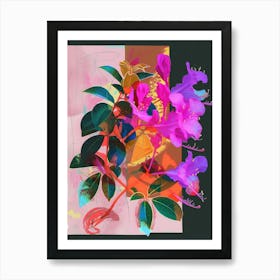 Bougainvillea 4 Neon Flower Collage Art Print