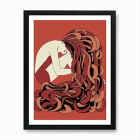 Woman With Long Hair Art Print