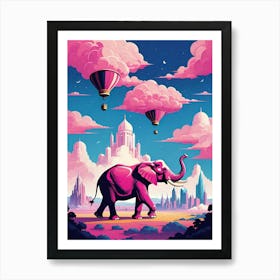 Pink Elephant In The Sky Art Print