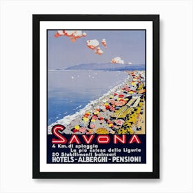 Savona  Italy Vintage Beach Poster Art Print