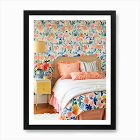 Floral Wallpaper Bedroom Art Print