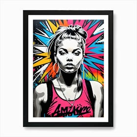 Graffiti Mural Of Beautiful Hip Hop Girl 51 Art Print