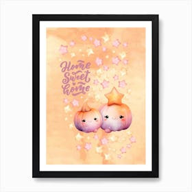 Home Sweet Home peach watercolor background Art Print