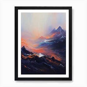 Nebula Abstract Mountain Painting #2 Art Print