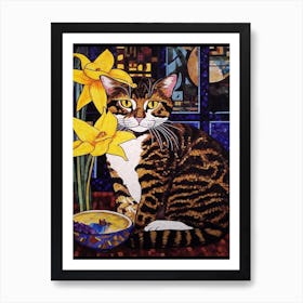 Iris With A Cat 1 Art Nouveau Klimt Style Art Print
