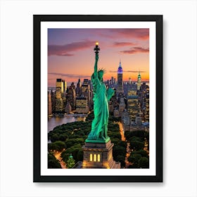 Statue of Liberty The Hustle Beneath the Towers Art Print