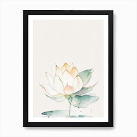 Blooming Lotus Flower In Lake Minimal Watercolour 3 Art Print