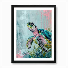 Sea Turtle Exploring The Ocean Painting 2 Art Print