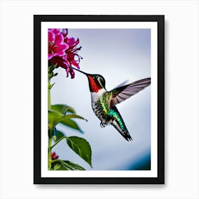 Male Ruby Throated Hummingbird-Reimagined Art Print