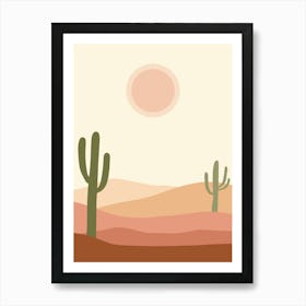 Cactus In The Desert Boho Chic Abstract Illustration Poster