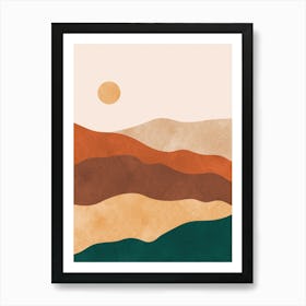 Watercolor sunset landscape 4 Art Print