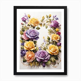 Roses In A Wreath Art Print Art Print