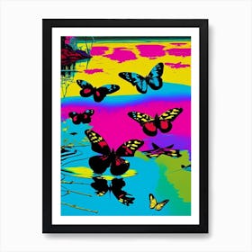 Butterflies On Lake Andy Warhol Inspired 1 Art Print