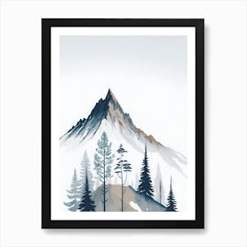 Mountain And Forest In Minimalist Watercolor Vertical Composition 345 Art Print