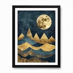 Moon And Mountains 4 Art Print