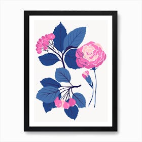 Pink Roses Boho Botanical Art Print