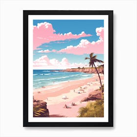 An Illustration In Pink Tones Of  Greenmount Beach Australia 1 Art Print