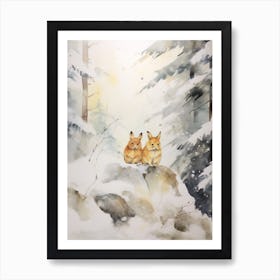 Winter Watercolour Pika 3 Art Print