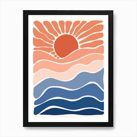 Sunrise Over The Ocean with warm colors Art Print