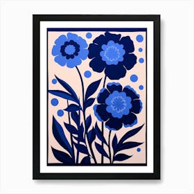 Blue Flower Illustration Carnation 2 Art Print