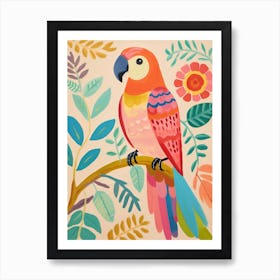 Pink Scandi Parrot 2 Art Print