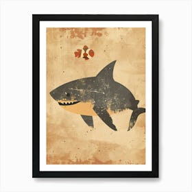 Shark & Fish Modern Storybook Style 1 Art Print
