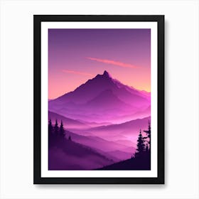 Misty Mountains Vertical Composition In Purple Tone 10 Art Print