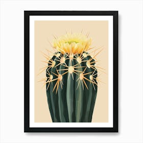 Golden Barrel Cactus Minimalist Abstract 2 Art Print