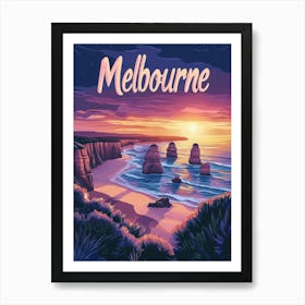 Aihrgdesign A Mid Century Modern Travel Poster For Melbourne 3 Art Print