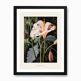 Flower Illustration Gloriosa Lily 3 Poster Art Print