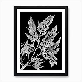 Barberry Leaf Linocut 2 Art Print