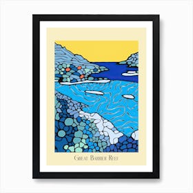 Poster Of Minimal Design Style Of Great Barrier Reef, Australia 1 Art Print