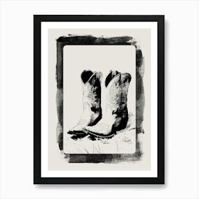 Cowgirl Boots in Black, Southern Girl Art, y2k, College Art, Dorm Decor Art Print