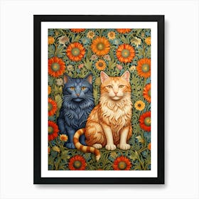 William Morris Two Cats In Flowers Art Print