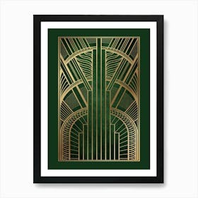 Art Deco Pattern Green and Gold 2 Art Print