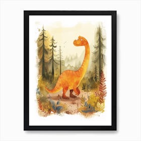 Cute Cartoon Acrocanthosaurus Dinosaur Watercolour 5 Art Print