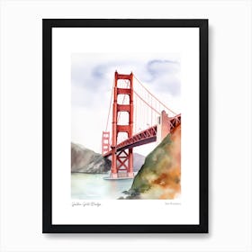 Golden Gate Bridge 4 Watercolour Travel Poster Art Print